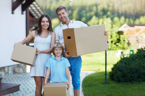 Packing boxes into a mobile self storage unit in Ilford