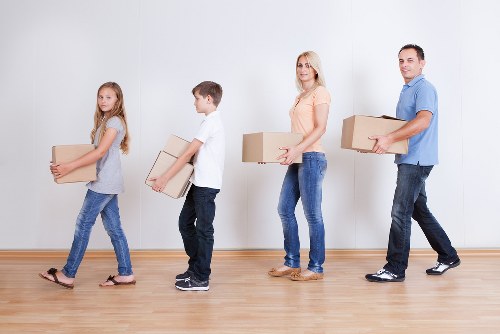 Packed boxes ready for local removals in Ilford